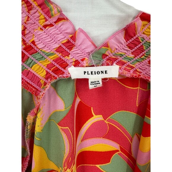 Pleione Women's Floral Print Smocked Top Size Medium‎ Boho Casual - Picture 2 of 10